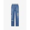 Marni 5 Pockets Denim Jeans With Embroidered Front In Blue