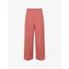 Marni Womens 00c36 Flared-leg Cropped Wool Trousers In Red