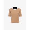 Marni Womens 00m20 Colour-block Short-sleeved Wool Jumper In Brown