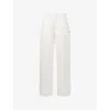 Marni Womens 00w01 Logo-patch Relaxed-fit Cotton Gabardine Cargo Trousers In White