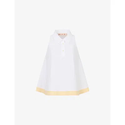 Marni Womens 00w01 Sleeveless Cotton-poplin Polo Top In White