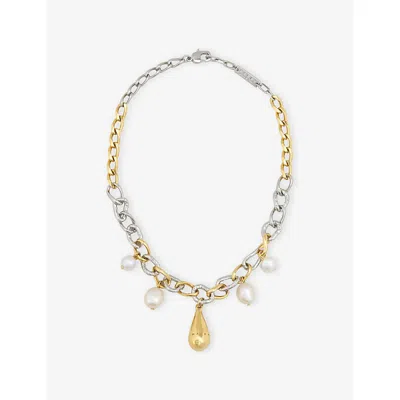 Marni Womens 00y65 Symbol Logo Brass Necklac In Gold