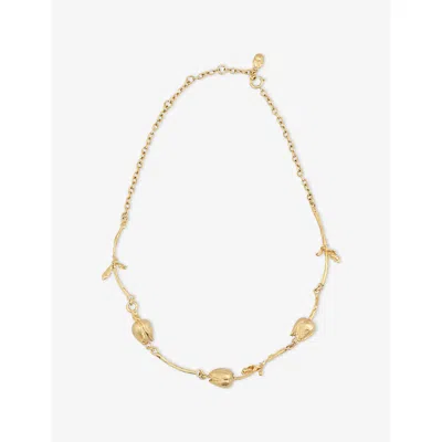 Marni Womens 00y65 Tulip Charm Brass Necklac