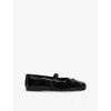 Marni Black Ballerinas With Embossed Bow Detail On The Front In Leather Woman In Black