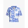 Marni Floral Print Cropped Shirt In Blue Lilac