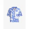 Marni Floral Print Cropped Shirt In Blue Lilac