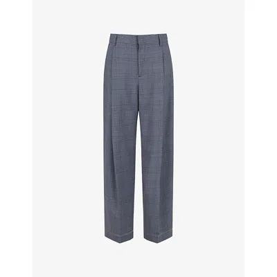MARNI WOMENS 00W25 CHECKED WIDE-LEG MID-RISE COTTON TROUSERS