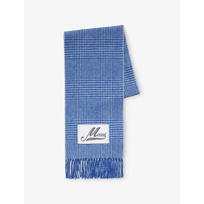 Marni Womens Chb50 Checked Wool-blend Scarf