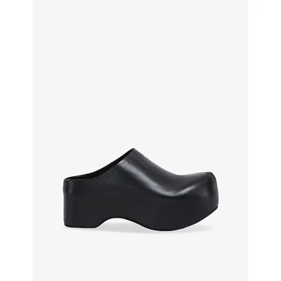 Marni Womens Chunky Leather Clogs Black Eur 38/5 Uk