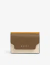 Marni Womens  Logo-print Leather Trifold Wallet In Cigar/shell/pumpkin