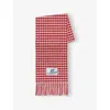 Marni Double Check Wool And Mohair Red And White Scarf In Crimson