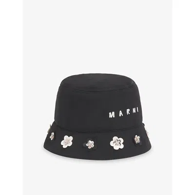 Marni Womens Daisy Applique Nylon Bucket Hat 00n99
