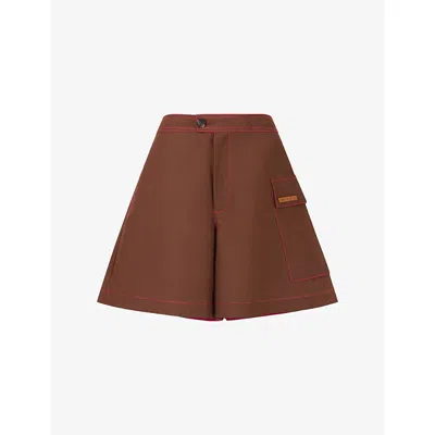 Marni Womens Flared Ramie-blend Woven Shorts 00m37