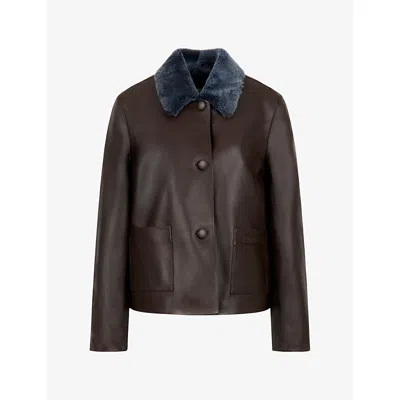 Marni Womens Fur-collar Baby Nappa Leather Jacket 00m75