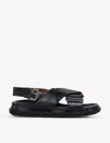 Marni Black Criss-cross Sandals In Smooth Leather In Black
