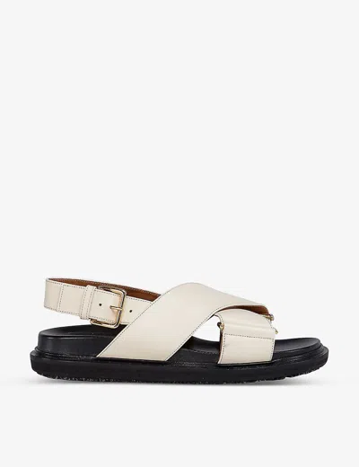 Marni 20mm Fussbett Leather Sandals In White,black