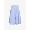 Marni Check-print Midi Skirt In Light Blue