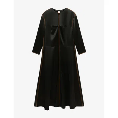 Marni Womens  Contrast-stitch Satin Midi Dress In 00n99