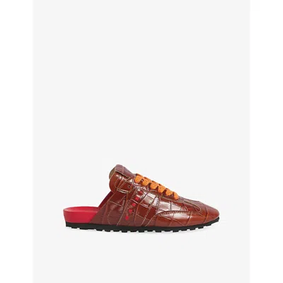 Marni Womens  Croc-effect Leather Trainer Mules In 00m88