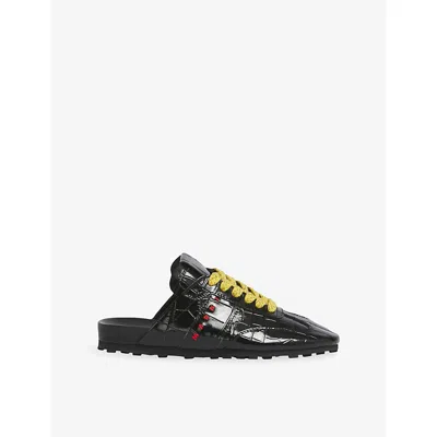 Marni Womens  Croc-effect Leather Trainer Mules In 00n99