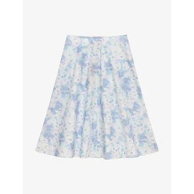 Marni Womens  Floral-print Cotton Midi Skirt In Pfb21