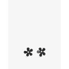 Marni Womens Coal Flower Pop Black-enamel And Brass Earrings In Coal