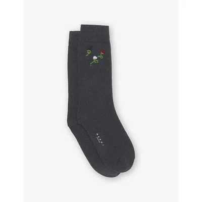 Marni Womens  Flower-embroidered Wool And Cashmere-blend Socks In Fln60