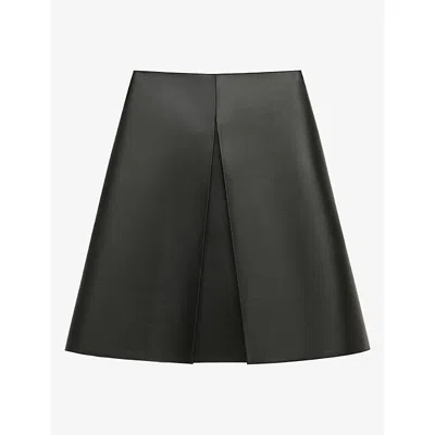 Marni Womens  Front-pleat Matte Leather Mini Skirt In 00n99