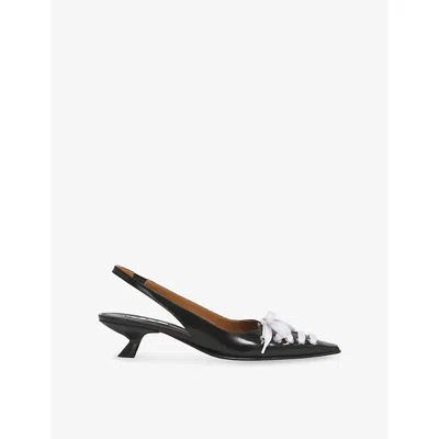 Marni Womens  Kat Lace-up Leather Slingback Courts In 00n99