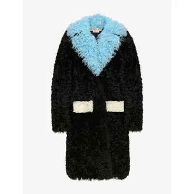 Marni Womens  Long Contrast Lamb-shearling Jacket In Ron99