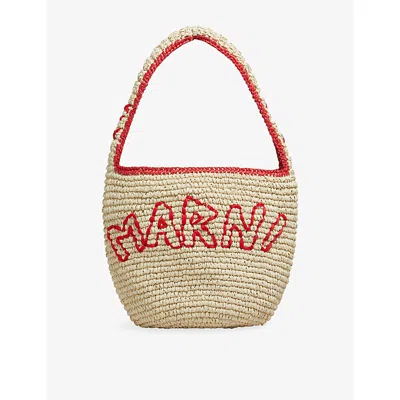 Marni Womens Zo980 Nassa Small Raffia Hobo Bag In Brown