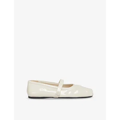 Marni Womens  Logo-embossed Patent-leather Mary Jane Shoes In Natural White