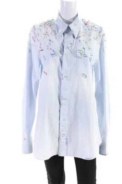 Pre-owned Marni Womens Organic Poplin Button Down Shirt Blue Cotton Size Eur 42