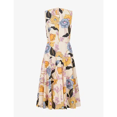 Marni Womens Printed Cotton Poplin Midi Dress Mfw08