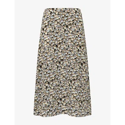 Marni Womens Printed Crepe De Chine Fluid Silk Midi Skirt Ann99