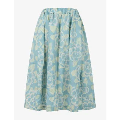 Marni Womens Printed Elasticated-waist Woven Midi Skirt Bav15 In Green
