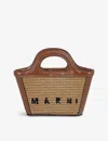 Marni Womens Raw Sienna Tropicalia Micro Raffia And Leather Cross-body Bag In Raw Sienna