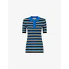 Marni Womens Rgw34 Striped Short-sleeved Wool Polo Shirt In Blue