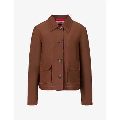 Marni Womens Single-breasted Ramie-rayon Jacket 00m37 In Brown