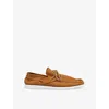 Marni Deconstructed Nubuck Boat Loafers With Leather Laces In Tobacco