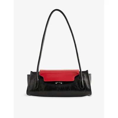 Marni Womens Trunkette Leather Shoulder Bag Hot Red/black