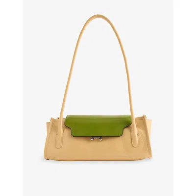 Marni Womens Trunktte Leather Shoulder Bag Kiwi/vanilla