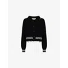 Marni Womens V2n99 Brand-embroidered V-neck Cotton-knit Cardigan In Black