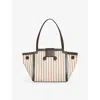 Marni Womens  Mini Riviera Striped Canvas And Leather Tote Bag In Zo883