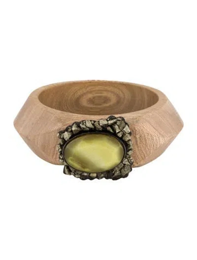 Pre-owned Marni Wood & Resin Bangle Bracelet, 8.5" In Green