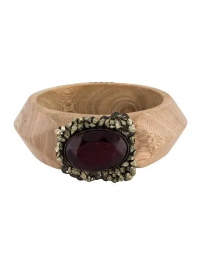 Pre-owned Marni Wood & Resin Bangle Bracelet, 8.75" In Purple