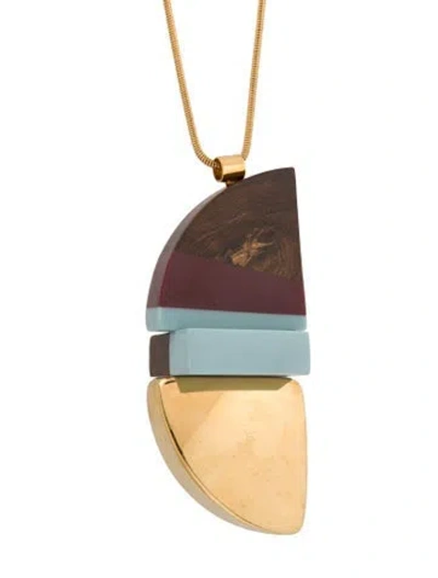 Pre-owned Marni Wood & Resin Pendant Necklace, 50" In Multi