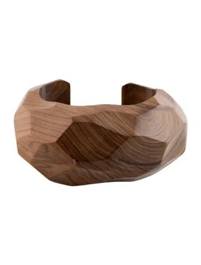 Pre-owned Marni Wood Cuff, 7.25" In Brown