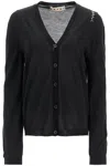 Marni Wool And Silk Blend Cardigan In Black