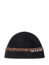 Marni Cuffed Knitted Hat In Animal Print